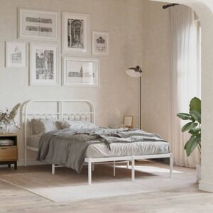 Metal Bed Frame without Mattress with Headboard White 120x200cm Vidaxl Metal Bed Frame without Mattress with Headboard White 120x200cm Vidaxl