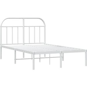 Metal Bed Frame without Mattress with Headboard White 135x190cm Vidaxl Metal Bed Frame without Mattress with Headboard White 135x190cm Vidaxl