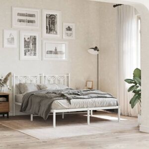 Metal Bed Frame without Mattress with Headboard White 135x190cm Vidaxl Metal Bed Frame without Mattress with Headboard White 135x190cm Vidaxl