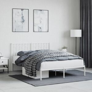 Metal Bed Frame without Mattress with Headboard White 140x190cm vidaXL Metal Bed Frame without Mattress with Headboard White 140x190cm vidaXL