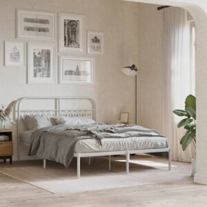 Metal Bed Frame without Mattress with Headboard White 140x190cm Vidaxl Metal Bed Frame without Mattress with Headboard White 140x190cm Vidaxl