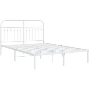 Metal Bed Frame without Mattress with Headboard White 140x200cm Vidaxl Metal Bed Frame without Mattress with Headboard White 140x200cm Vidaxl