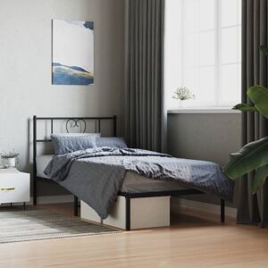 Metal Bed Frame without Mattress with Headboard Black 90x190cm Vidaxl Metal Bed Frame without Mattress with Headboard Black 90x190cm Vidaxl