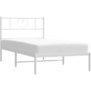 Metal Bed Frame without Mattress with Headboard White 90x190cm vidaXL Metal Bed Frame without Mattress with Headboard White 90x190cm vidaXL