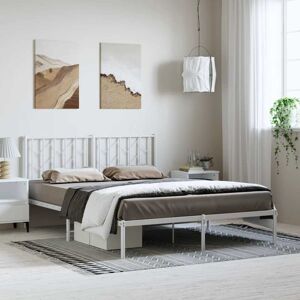 Metal Bed Frame without Mattress with Headboard White 150x200cm Vidaxl Metal Bed Frame without Mattress with Headboard White 150x200cm Vidaxl