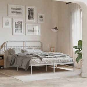 Metal Bed Frame without Mattress with Headboard White 150x200cm Vidaxl Metal Bed Frame without Mattress with Headboard White 150x200cm Vidaxl