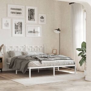 Metal Bed Frame without Mattress with Headboard White 150x200cm Vidaxl Metal Bed Frame without Mattress with Headboard White 150x200cm Vidaxl
