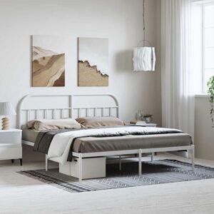 Metal Bed Frame without Mattress with Headboard White 183x213cm Vidaxl Metal Bed Frame without Mattress with Headboard White 183x213cm Vidaxl