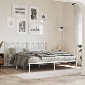 Metal Bed Frame without Mattress with Headboard White 183x213cm Vidaxl Metal Bed Frame without Mattress with Headboard White 183x213cm Vidaxl