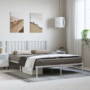 Metal Bed Frame without Mattress with Headboard White 193x203cm Vidaxl Metal Bed Frame without Mattress with Headboard White 193x203cm Vidaxl
