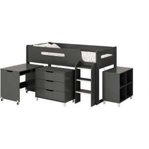 Mid Sleeper Bed with Pull-out Desk - L199 x W99 x H115 cm - Anthracite - Assembly Required Mid Sleeper Bed with Pull-out Desk - L199 x W99 x H115 cm - Anthracite - Assembly Required
