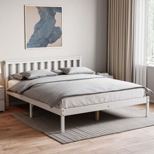Home Discount - Milan 5ft King Size Solid Pine Wood Bed Frame, Low Foot End, White, 200 x 150 cm Home Discount - Milan 5ft King Size Solid Pine Wood Bed Frame, Low Foot End, White, 200 x 150 cm
