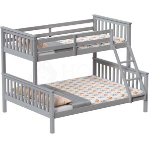 Home Discount - Milan Triple Sleeper Solid Pine Wood Detachable Bunk Bed, Single & Double Bed, Grey Home Discount - Milan Triple Sleeper Solid Pine Wood Detachable Bunk Bed, Single & Double Bed, Grey
