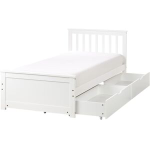 BELIANI Bed with Storage Drawers Pine Wood OLENDON 90 x 200 cm (EU Single) White BELIANI Bed with Storage Drawers Pine Wood OLENDON 90 x 200 cm (EU Single) White