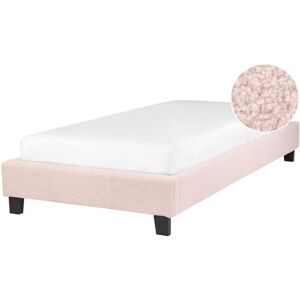 Beliani Light Pink Boucle Single Bed - Bed Beliani Light Pink Boucle Single Bed - Bed