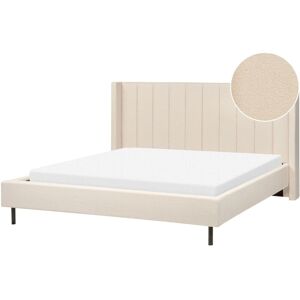 Beliani Super King Bed Beige Boucle Fabric Modern Design - Bed Beliani Super King Bed Beige Boucle Fabric Modern Design - Bed