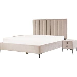 Beliani Bedroom Set Sezanne - Modern Velvety Taupe 180x200cm Beliani Bedroom Set Sezanne - Modern Velvety Taupe 180x200cm