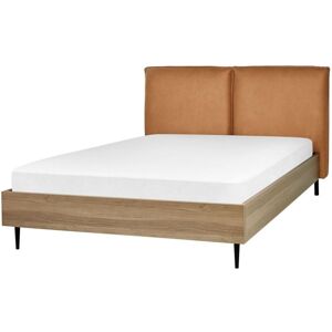 Beliani Bed LIMANTON - Double Size Faux Leather Golden Brown Beliani Bed LIMANTON - Double Size Faux Leather Golden Brown
