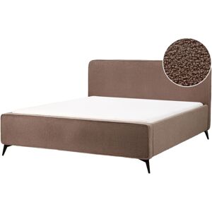 BELIANI Bed Boucle VALOGNES 180 x 200 cm (EU Super King) Brown BELIANI Bed Boucle VALOGNES 180 x 200 cm (EU Super King) Brown