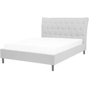 Beliani SAVERNE Light Grey Fabric Double Bed - Bed Beliani SAVERNE Light Grey Fabric Double Bed - Bed