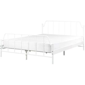 Beliani Bed Frame White Metal 140 x 200 cm - Bedroom Beliani Bed Frame White Metal 140 x 200 cm - Bedroom