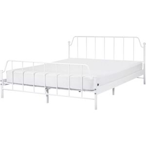 Beliani Bed MAURESSAC - White Metal 160x200 King Size Beliani Bed MAURESSAC - White Metal 160x200 King Size