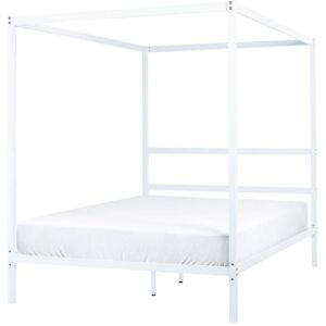 Beliani White Metal Canopy Bed Frame - Double Size - Modern Minimalist Beliani White Metal Canopy Bed Frame - Double Size - Modern Minimalist