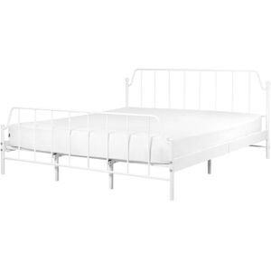 BELIANI Bed Metal MAURESSAC 180 x 200 cm (EU Super King) White BELIANI Bed Metal MAURESSAC 180 x 200 cm (EU Super King) White