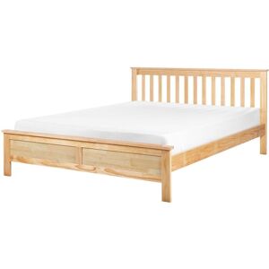 Beliani Bed Frame Light Wood Pine - Scandinavian Style, Double 140x200cm Beliani Bed Frame Light Wood Pine - Scandinavian Style, Double 140x200cm