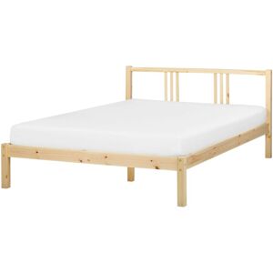 Beliani Pine Wood Modern Bed with Slatted Base - Bed Beliani Pine Wood Modern Bed with Slatted Base - Bed