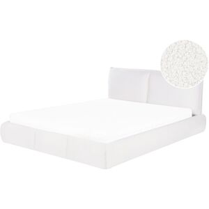 Beliani Modern Bouclé White Double Bed - Bed Beliani Modern Bouclé White Double Bed - Bed