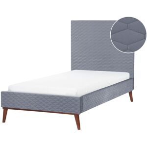 Beliani Bed - Grey Velvet Fabric 90x200cm Modern Design Beliani Bed - Grey Velvet Fabric 90x200cm Modern Design