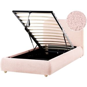 BELIANI Ottoman Bed Boucle BLAGNAC 90 x 200 cm (EU Single) Pink BELIANI Ottoman Bed Boucle BLAGNAC 90 x 200 cm (EU Single) Pink