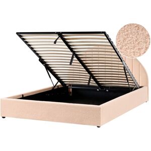 BELIANI Ottoman Bed Boucle CHADENET 160 x 200 cm (EU King Size) Peach Pink BELIANI Ottoman Bed Boucle CHADENET 160 x 200 cm (EU King Size) Peach Pink