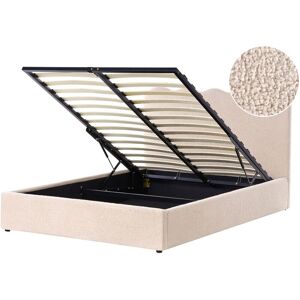 BELIANI Ottoman Bed Boucle NANTERRE 140 x 200 cm (EU Double) Beige BELIANI Ottoman Bed Boucle NANTERRE 140 x 200 cm (EU Double) Beige