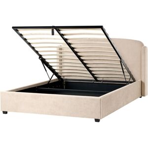 BELIANI Ottoman Bed Fabric BERNAY 160 x 200 cm (EU King Size) Taupe BELIANI Ottoman Bed Fabric BERNAY 160 x 200 cm (EU King Size) Taupe