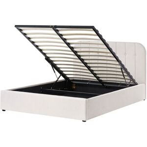 BELIANI Ottoman Bed Fabric CHALLANS 140 x 200 cm (EU Double) Off-White BELIANI Ottoman Bed Fabric CHALLANS 140 x 200 cm (EU Double) Off-White