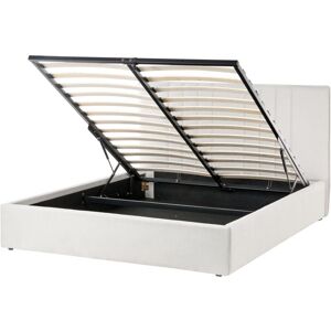 BELIANI Ottoman Bed Fabric TARASCON 140 x 200 cm (EU Double) Light Beige BELIANI Ottoman Bed Fabric TARASCON 140 x 200 cm (EU Double) Light Beige