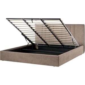BELIANI Ottoman Bed Fabric TARASCON 180 x 200 cm (EU Super King) Taupe BELIANI Ottoman Bed Fabric TARASCON 180 x 200 cm (EU Super King) Taupe