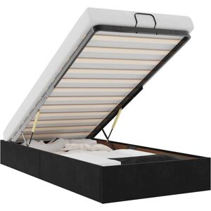 Ottoman Bed Frame No Mattress Black Single Velvet vidaXL Ottoman Bed Frame No Mattress Black Single Velvet vidaXL