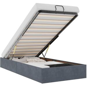 Ottoman Bed Frame No Mattress Dark Grey Single Velvet vidaXL Ottoman Bed Frame No Mattress Dark Grey Single Velvet vidaXL