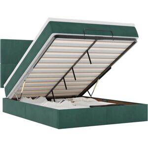 Ottoman Bed with Mattresses Dark Green 140x200cm Velvet vidaXL Ottoman Bed with Mattresses Dark Green 140x200cm Velvet vidaXL