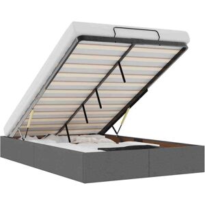 Ottoman Bed Frame without Mattress Dark Grey Double Fabric vidaXL Ottoman Bed Frame without Mattress Dark Grey Double Fabric vidaXL