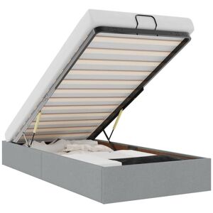 Ottoman Bed Frame without Mattress Light Grey Single Fabric vidaXL Ottoman Bed Frame without Mattress Light Grey Single Fabric vidaXL