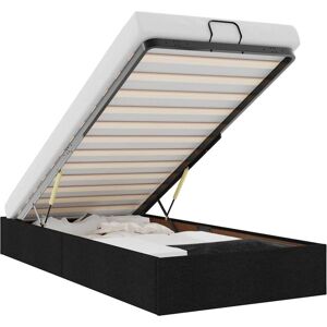 Ottoman Bed Frame without Mattress Black Single Fabric vidaXL Ottoman Bed Frame without Mattress Black Single Fabric vidaXL