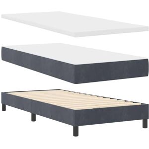 Box Spring Bed with Mattress Dark Grey 80x200 cm Velvet vidaXL Box Spring Bed with Mattress Dark Grey 80x200 cm Velvet vidaXL