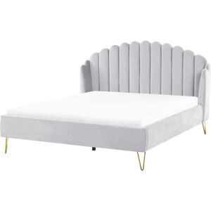 Beliani Bed EU Super King Velvet Light Grey - Bed Beliani Bed EU Super King Velvet Light Grey - Bed