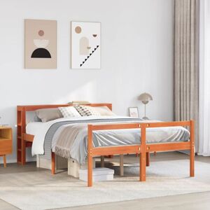 Bed Frame with Headboard without Mattress Wax Brown 120x190 cm Small Double vidaXL Bed Frame with Headboard without Mattress Wax Brown 120x190 cm Small Double vidaXL