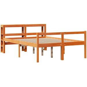 Bed Frame with Headboard without Mattress Wax Brown 135x190 cm Double vidaXL Bed Frame with Headboard without Mattress Wax Brown 135x190 cm Double vidaXL