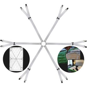 LINGHHANG Sheet fasteners - Adjustable elastic sheet straps, 6-way cross sheet clips, suitable for round and square mattresses, a gift for mom, white LINGHHANG Sheet fasteners - Adjustable elastic sheet straps, 6-way cross sheet clips, suitable for round and square mattresses, a gift for mom, white